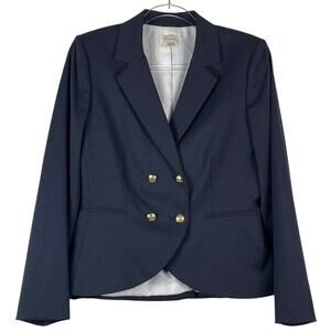 Cremieux Women's Navy Blue Gold Button Blazer Jacket Size 8 Heritage Old Money